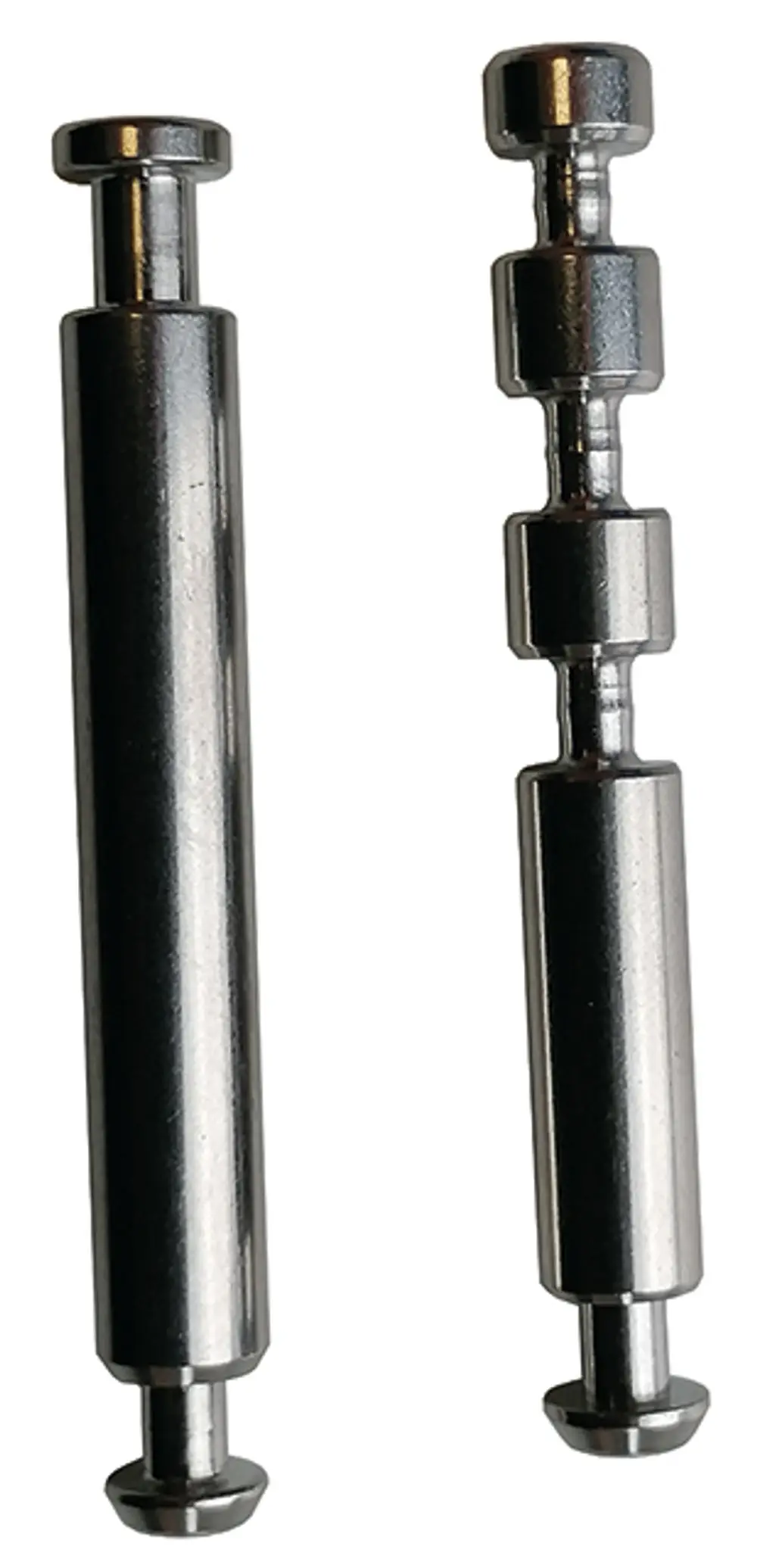Zwei Füllstandelektroden aus Metall, eine längere und eine kürzere, mit glatter Oberfläche, für den Einsatz in Syr-Produkten.